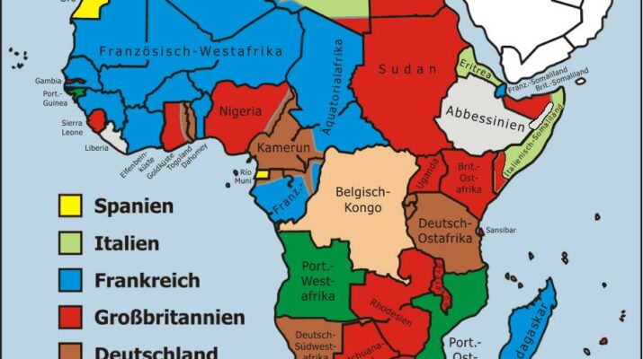 Karta över imperialismen i Afrika 1914.
